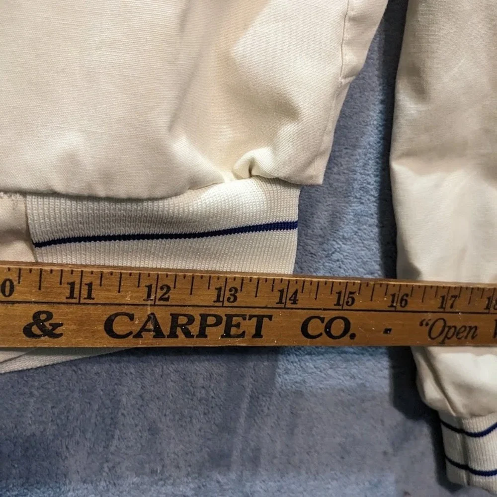 Vintage Swingster Indiana Bell Safety Award Bomber Jacket Cream Blue Unisex L